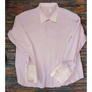 John Craig Dress Shirt Mens Large/ XL  Long Sleeve Lavender Designer USA Made